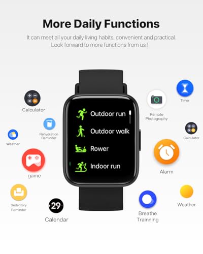 Smart Watch for Men Women - Answer/Make Calls/Quick Reply/AI Voice Assistant, 1.83" for Android iPhone Samsung Compatible IP68 Smartwatch Blood Oxygen Heart Rate Fitness Tracker (Black, 1.83")