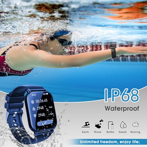 Smart Watch (Answer/Make Calls), 1.85" Smartwatch for Men Women IP68 Waterproof, 100+ Sport Modes, Fitness Activity Tracker Heart Rate Sleep Monitor Pedometer Calories, Smart Watches for Android iOS