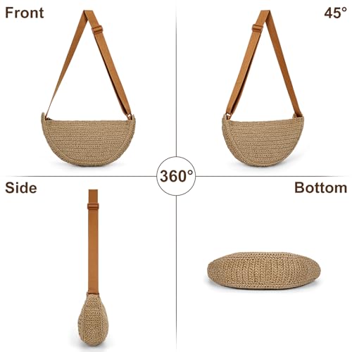 Straw Crossbody Bag Woven Purses for Women 2024 Summer Beach Straw Purse Fashion Handmade Shoulder Bag Crochet Purse