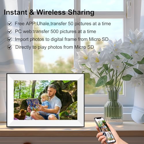 10.1 Inch WiFi Digital Picture Frame,Digital Photo Frame Load Picture and Video from Phone to Electronic Picture Frame, Sd Card,Touch Screen,Auto-roate, for Mom