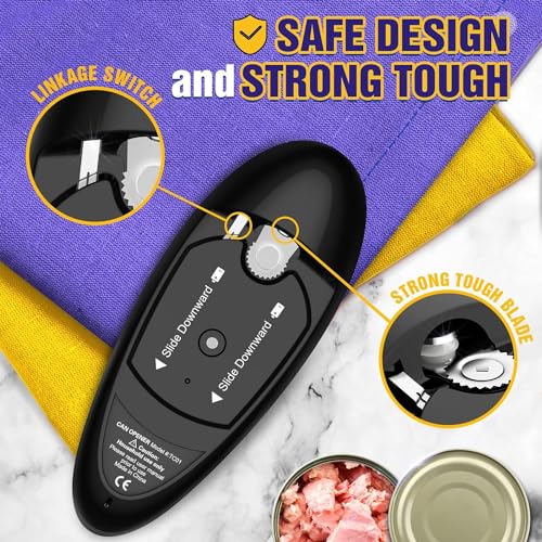 One Touch Electric Can Opener Open Almost Can with Smooth Edge, Electric Can Openers for Kitchen Food-Safe Magnetic Catches Cover, Electric Can Opener for Seniors, Arthritis, and Chef