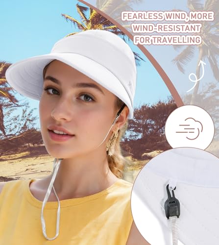 Durio Sun Hat 2 in 1 Visors for Women UPF 50+ Wide Brim Summer Beach Hats for Women Packable Safari Hiking Hat Fishing