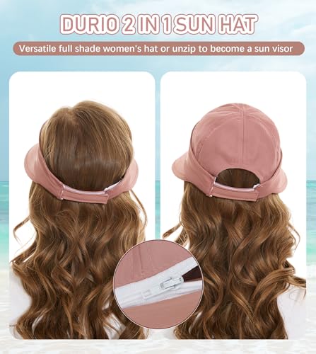 Durio Sun Hat 2 in 1 Visors for Women UPF 50+ Wide Brim Summer Beach Hats for Women Packable Safari Hiking Hat Fishing