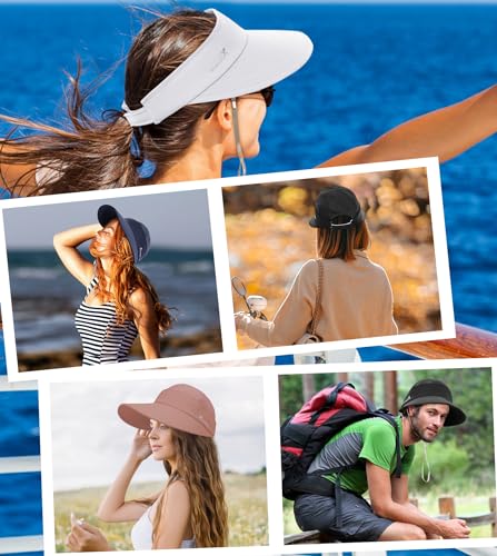 Durio Sun Hat 2 in 1 Visors for Women UPF 50+ Wide Brim Summer Beach Hats for Women Packable Safari Hiking Hat Fishing