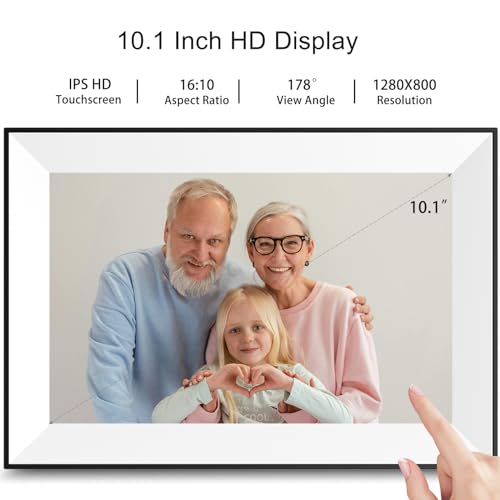 Digital Picture Frame,10.1Inch Digital Photo Frame Wifi smart Electronic Frame with 16GB 1280x800 IPS Touch Screen,Auto-Rotate,Easy to use Load from Phone Share Pohto/Video Best Wishes Gift for mom