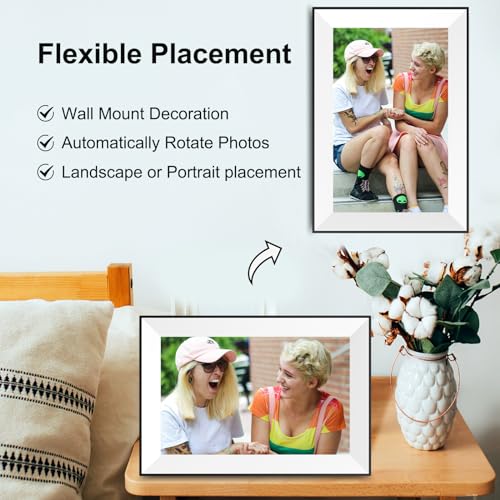 Digital Picture Frame,10.1Inch Digital Photo Frame Wifi smart Electronic Frame with 16GB 1280x800 IPS Touch Screen,Auto-Rotate,Easy to use Load from Phone Share Pohto/Video Best Wishes Gift for mom