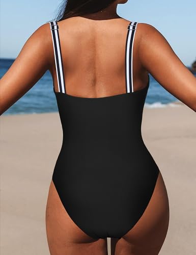 Hilor Women's Underwire One Piece Swimsuits Criss Cross Push Up Bathing Suit Retro Ruched Tummy Control Swimwear