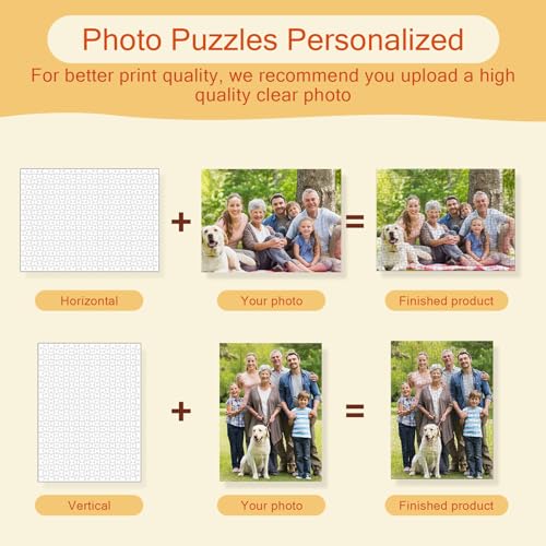 Custom Puzzle Personalized Puzzle Custom Puzzles from Photos 70/120/200/300/500/1000 Pieces Wooden Puzzle Picture Puzzle Custom Gifts for Birthday Wedding Graduation(Horizontal 70PCS)