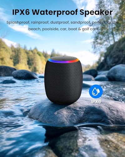 Bluetooth Speakers,Portable Wireless Speaker with 15W Stereo Sound, IPX6 Waterproof Speaker with LED Light, Bluetooth TWS, Portable Speaker for Shower Outdoor Party Beach Camping