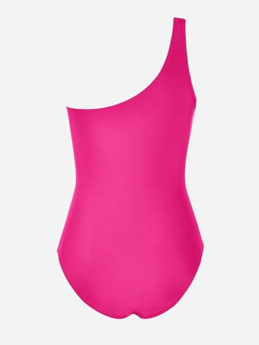 CUPSHE Women's One Piece Swimsuit Tummy Control Bathing Suit Ruched Asymmetric Neck One Shoulder Strap Mesh