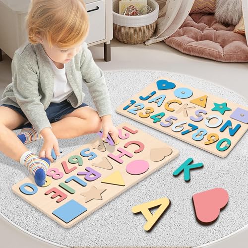 Name Puzzle for Kids Personalized, Montessori Learning Toddler Toys for Boy Girl Alphabet Puzzle, 1st Birthday Girl Gifts, Personalized Baby Gifts for 1+ Year Old Boys Christmas Baby Gifts