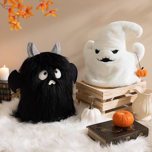 Ashler Ghost Pillows, Cute Ghost Shaped Throw Pillows, White Ghost Halloween Pillows for Happy Halloween Decorative Gifts, Ghost with Pumpkin Pillow Decor 20x16 inches