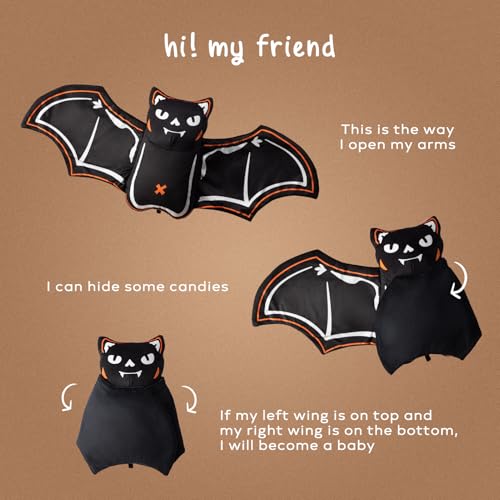 Ashler Bat Pillows for Happy Halloween, Black Bat Shaped Throw Pillow, Cute Stylable Bat Halloween Pillow for Room Decorative, 15.5x37 inches Cushion