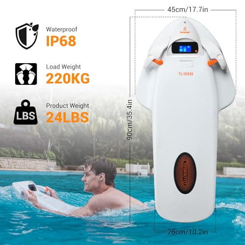 Electric Surfboard, Bodyboard Electric Kickboard for Woman/Man Swimming Pool/Vacation, Electric Surfboard with Standard & Sport Mode, 100KG Buoyancy, 40-80min Playing Time Water Sports