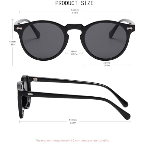 Vintage Polarized Sunglasses for Men Women Stylish Retro Round Sun Glasses UV Protection