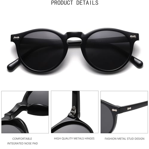 Vintage Polarized Sunglasses for Men Women Stylish Retro Round Sun Glasses UV Protection