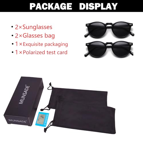 Vintage Polarized Sunglasses for Men Women Stylish Retro Round Sun Glasses UV Protection