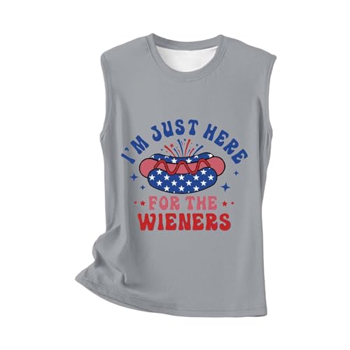 Womens Tank Tops 4th of July Tshirts for Women I'm Just Here Wieners Sleeveless Tank Tee Shirts Summer Crewneck Tunic