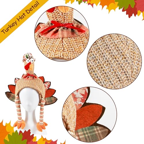 Ogrmar 2 Pcs Plush Turkey Hat, Funny Turkey Headwear for Thanksgiving Night Event, Dress-up Party, Thanksgiving Decor