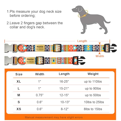 Personalized Dog Collar with Name Plate No Noise - Soft Nylon Custom Dog Collars with Slide Engraved Pet ID Tag - Heavy Duty Adjustable Buckle Dog Collar for Small Dogs Boy Girl Puppy (X-Small)