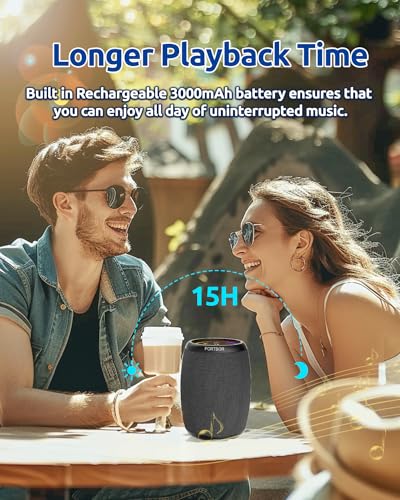 Bluetooth Speaker, Powerful Stereo Sound Portable Wireless Speaker with FM Radio,IPX5 Waterproof, USB C Rechargeable, Dual Pairing, for Outdoor Camping Hiking Party Beach Cool Electronics Gadgets Gift