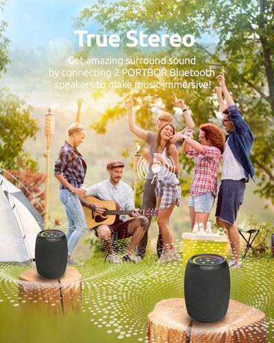 Bluetooth Speaker, Powerful Stereo Sound Portable Wireless Speaker with FM Radio,IPX5 Waterproof, USB C Rechargeable, Dual Pairing, for Outdoor Camping Hiking Party Beach Cool Electronics Gadgets Gift