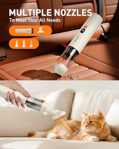 OXILAM Handheld Vacuum Cordless, 4 in 1 Car Vacuum Portable Cordless with 14000Pa Strong Suction, Multi-Nozzles Cordless Vacuum Cleaner Hand Held Small Vacuum Cleaners for Home, Pet, Car, Office