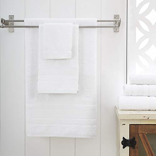 Personalize Your Towels with Custom Embroidery: Names, Monograms, and Initials. Perfect For Kids, Adults, Pool, Travel, Gifts, 3-Piece Towel Set; 1 Bath Towel, 1 Hand Towel, and 1 Wash Cloth - White