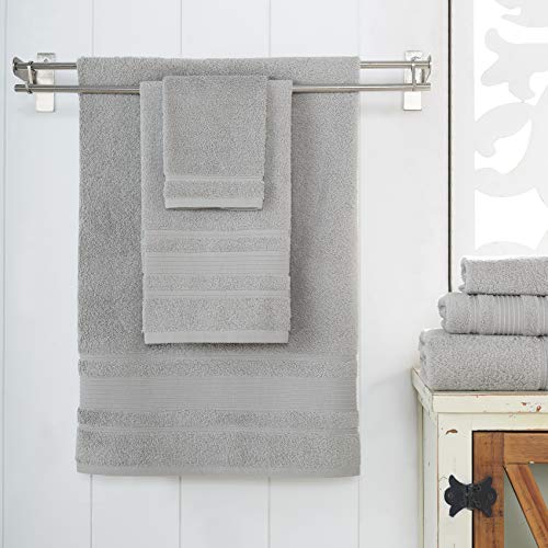 Personalize Your Towels with Custom Embroidery: Names, Monograms, and Initials. Perfect For Kids, Adults, Pool, Travel, Gifts, 3-Piece Towel Set; 1 Bath Towel, 1 Hand Towel, and 1 Wash Cloth - Grey