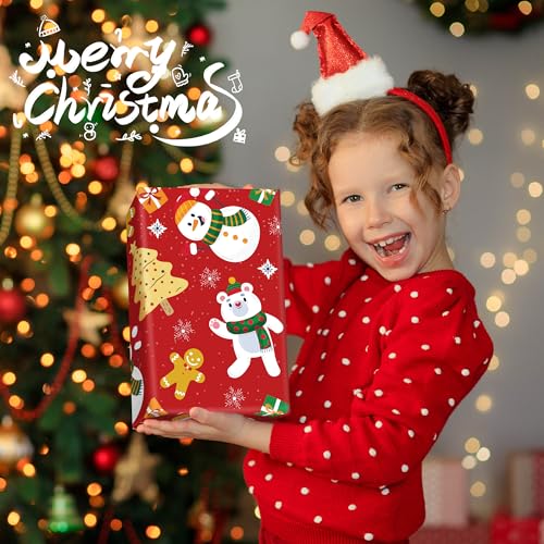 OHOME Christmas Wrapping Paper - Christmas Decorations | Christmas Gift Bags | Red, Green and White Christmas Tissue Paper -Christmas Gifts for Kids Men Women | Christmas Party Favors,29" x 42"