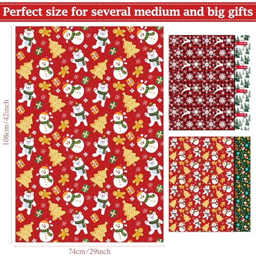 OHOME Christmas Wrapping Paper - Christmas Decorations | Christmas Gift Bags | Red, Green and White Christmas Tissue Paper -Christmas Gifts for Kids Men Women | Christmas Party Favors,29" x 42"