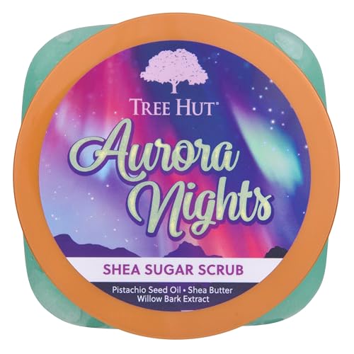 Tree Hut Aurora Nights Shea Sugar Scrub | Exfoliating Body Scrub Removes Dull, Dry Skin for a Soft & Hydrated Glow | Body Care | Vegan, Free of Parabens, Formaldehyde Donors, & Sulfates | 18 fl oz.