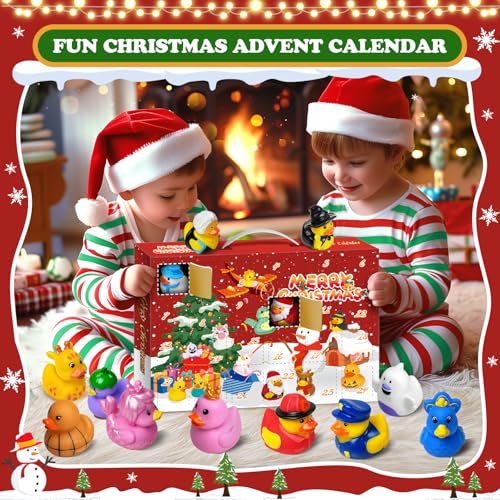 Advent Calendar 2024 Rubber Duck Advent Calendar 24 Days of Christmas Countdown Toys for Kids Boys and Girls Christmas Party Favors Gifts