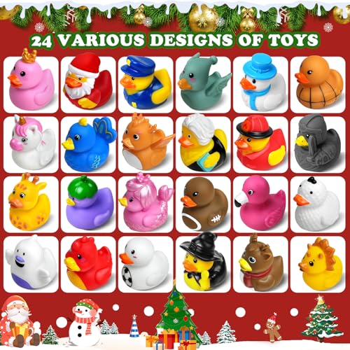 Advent Calendar 2024 Rubber Duck Advent Calendar 24 Days of Christmas Countdown Toys for Kids Boys and Girls Christmas Party Favors Gifts