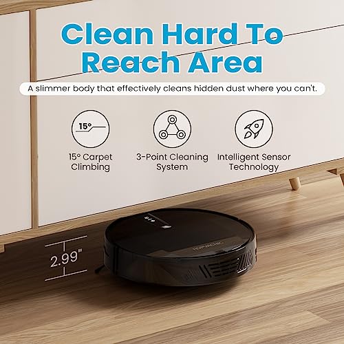 ROPVACNIC Robot Vacuum Cleaner with 3000Pa Cyclone Suction, APP/Voice/Remote Control, Automatic Self-Charging Robotic Vacuum, Scheduled Cleaning, Ideal for Pet Hair, Hard Floor, Low Carpet