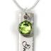 AJ's Collection Single Edge-Hammered Personalized Charm Necklace. Customize Sterling Silver Rectangular Pendant with Name and Birthstone. Includes a 925, Sterling Silver Chain. Makes Gifts for Her