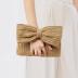 Women Bow Straw Bag Hand-woven Straw Purse Summer Beach Handbags Tote Travel Beach Bag 2024 New Party Evening Bag (Brown)