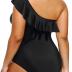 Aqua Eve Plus Size Bathing Suits for Women One Piece Swimsuits One Shoulder Ruffle Tummy Control Swimwear