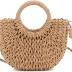 Mini Semi-circle Rattan Straw Bag, Hand-woven Women Summer Retro Beach Tote Shoulder Bag Crossbody Travel Beach Bag