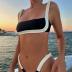 Women's Colorblock Bikini Set Square Neck High Cut Cheeky Sexy Two Piece Swimsuit Bathing Suit