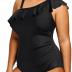 Aqua Eve Plus Size Bathing Suits for Women One Piece Swimsuits One Shoulder Ruffle Tummy Control Swimwear