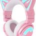 YOWU RGB Cat Ear Headphone 3G Wireless 5.0 Foldable Gaming Pink Headset with 7.1 Surround Sound, Built-in Mic & Customizable Lighting and Effect via APP, Type-C Charging Audio Cable -Pink