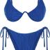 ZAFUL Women's Bikini Sets Ribbed Two Piece Swimsuits Underwire Adjustable Back Clasp Bathing Suit Side Tie Thong Swimwear