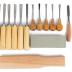 Fving 16 Pcs Carving Tools Set, Wood Chisels with Canvas Case,Gouges and Woodworking Chisel with Sharpening Stone Wooden Blocks for Beginners Professionals Wood Carving Kit