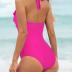 SUUKSESS Women Sexy Halter One Piece Swimsuits Ruffle Tummy Control Bathing Suit