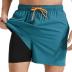 Mens Swim Trunks with Compression Liner Quick Dry Beach Shorts with Zipper Pockets