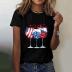 Women's 4th of July T Shirt USA Flag Wine Glasses Graphic Blouses Round Neck Short Sleeve Tee Tops Summer Clothes