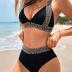 SweatyRocks Women's Two Piece Bathing Suit Colorblock Tie Back Halter Bikini High Waist Swimsuit