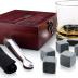 Gift Set of 8 Whiskey Chilling Stones [Chill Rocks] - in Premium Wooden Gift Box with Stainless Steel Tongs and Velvet Carrying Pouch - Made of Pure Soapstone - by Quiseen