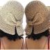 Foldable Wide Brim Floppy Straw Beach Sun Hat,Summer Cap with Bowknot for Women Girls,Strap Adjustable